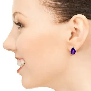 10 Carat 14K Solid Rose Gold Pear Shape Amethyst Earrings