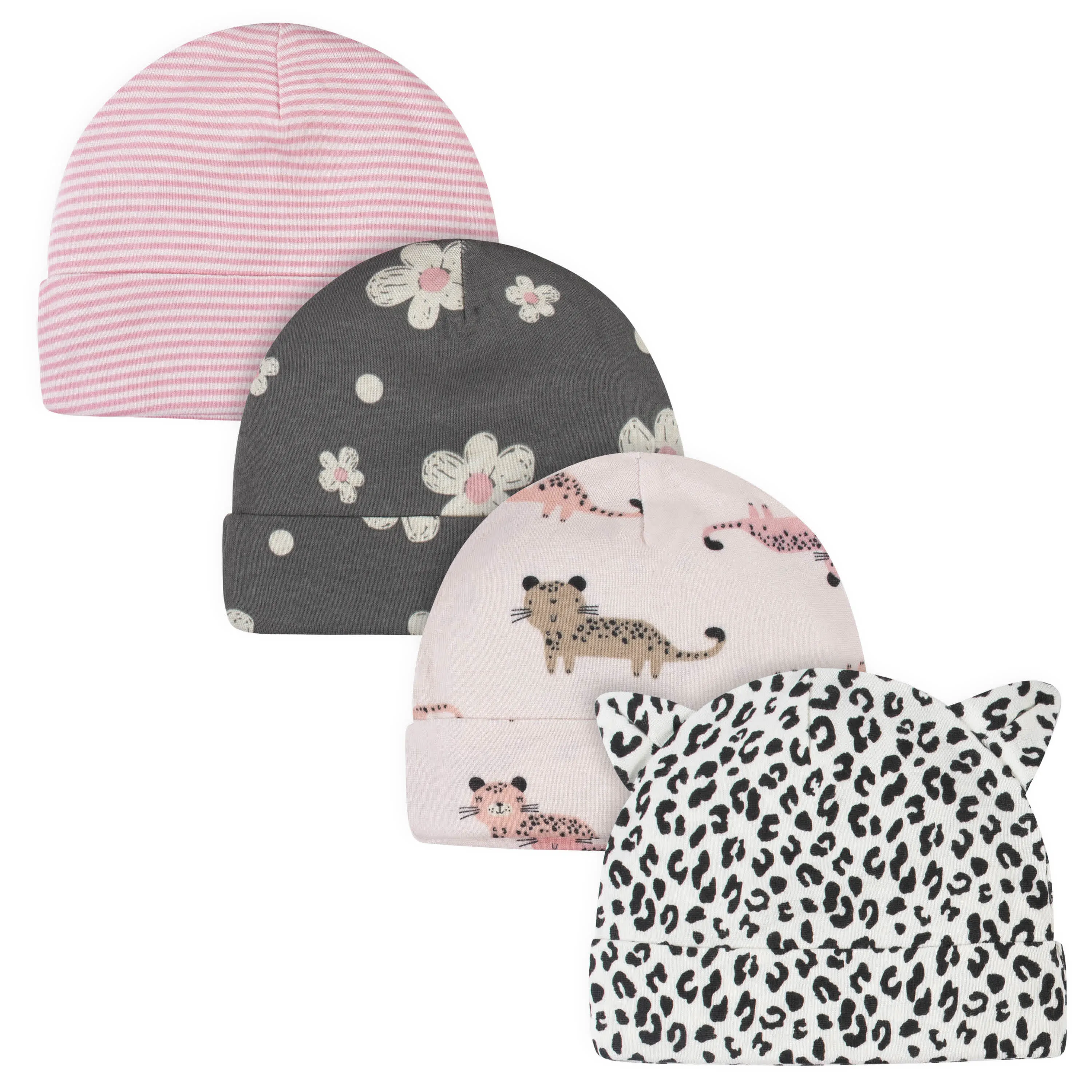 21-Piece Baby Girls Leopard Terry Bib, Burpcloth, Mittens, Cap and Bootie Sock Set