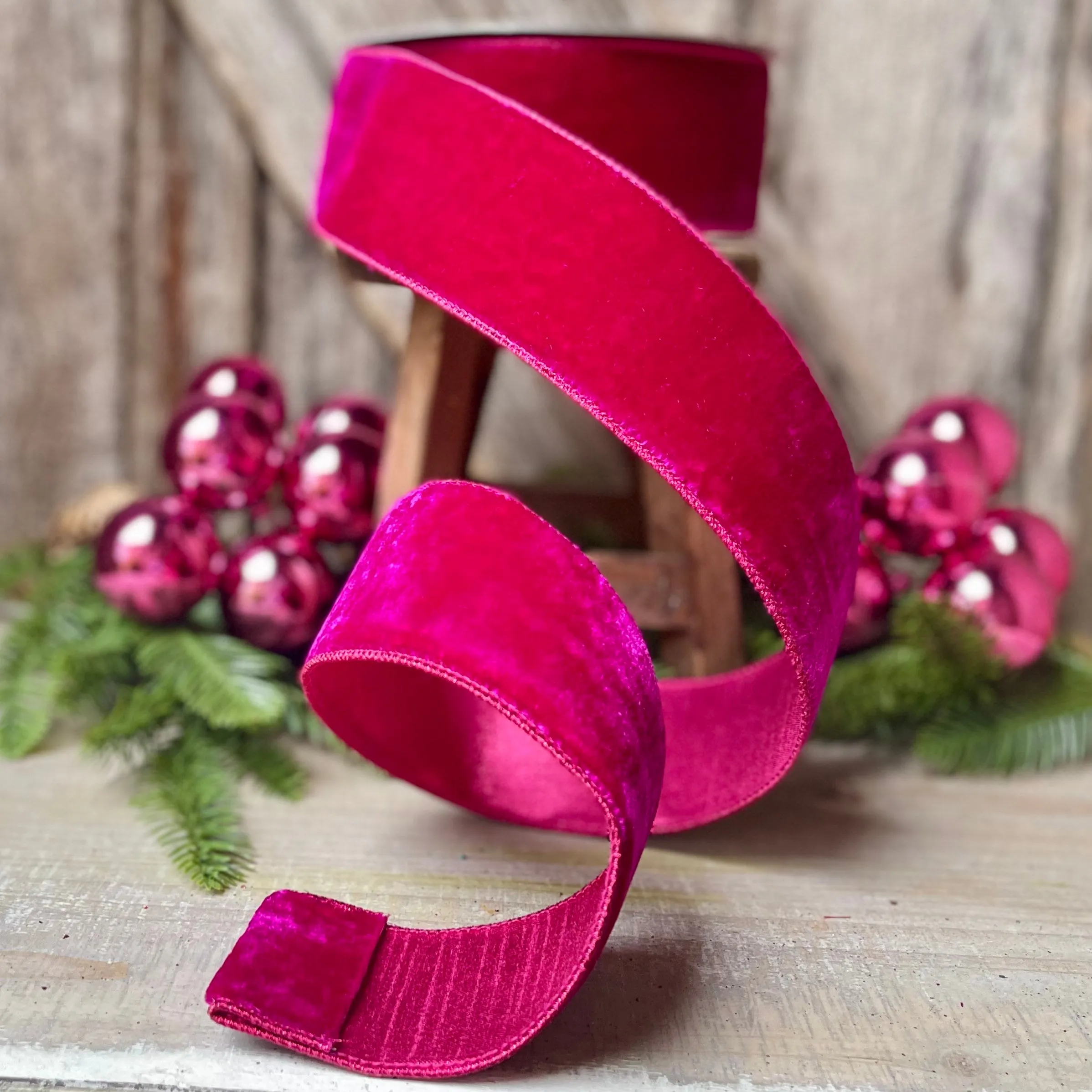 2.5" Hot Pink Velvet, Velvet Luster