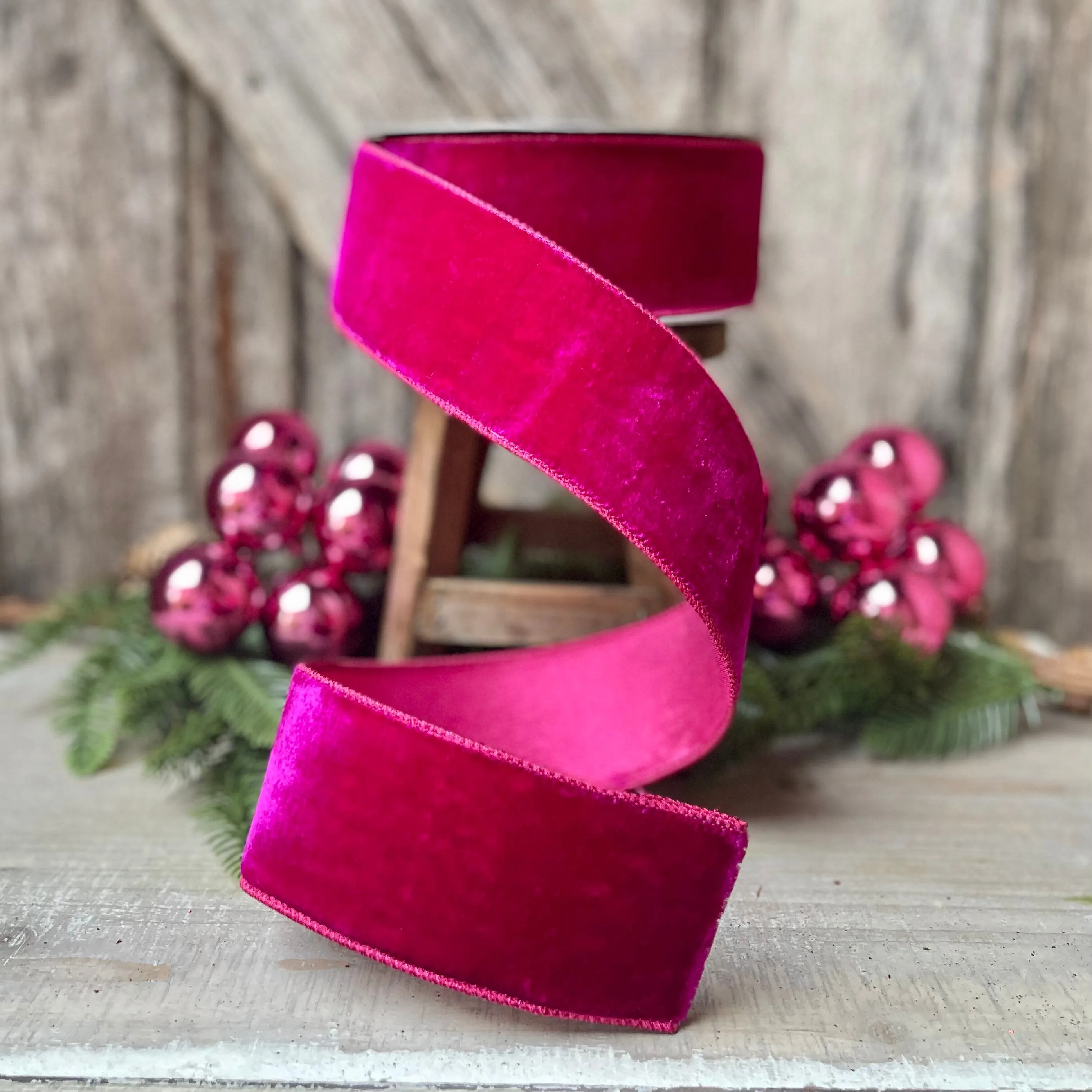 2.5" Hot Pink Velvet, Velvet Luster