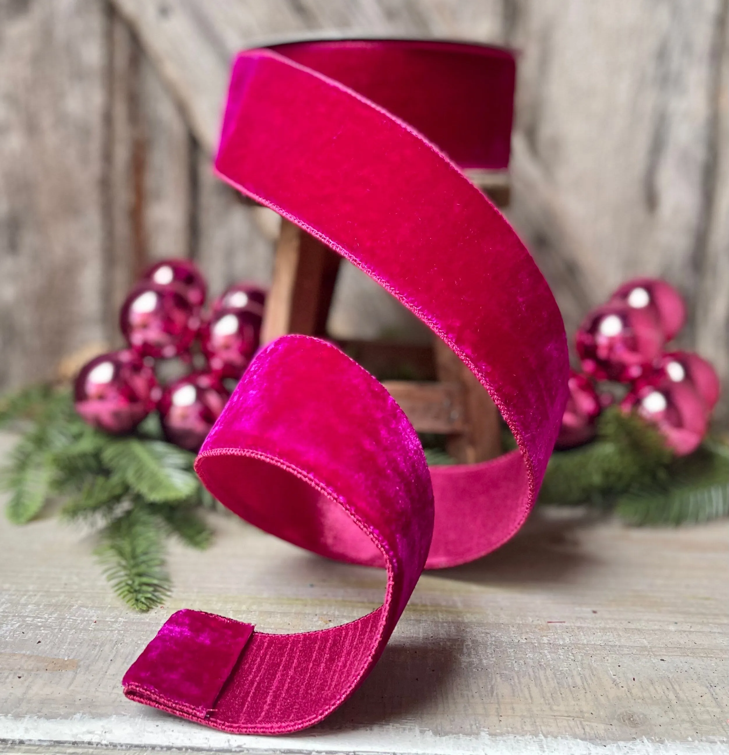 2.5" Hot Pink Velvet, Velvet Luster