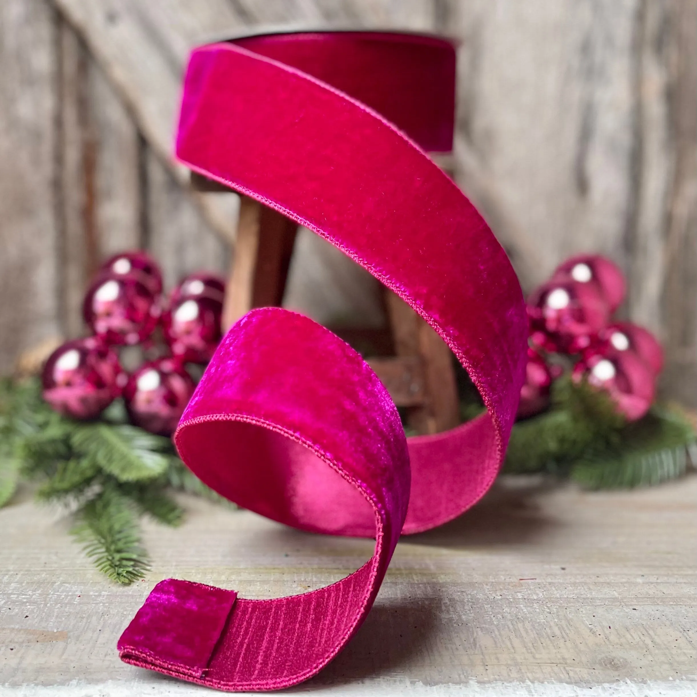 2.5" Hot Pink Velvet, Velvet Luster