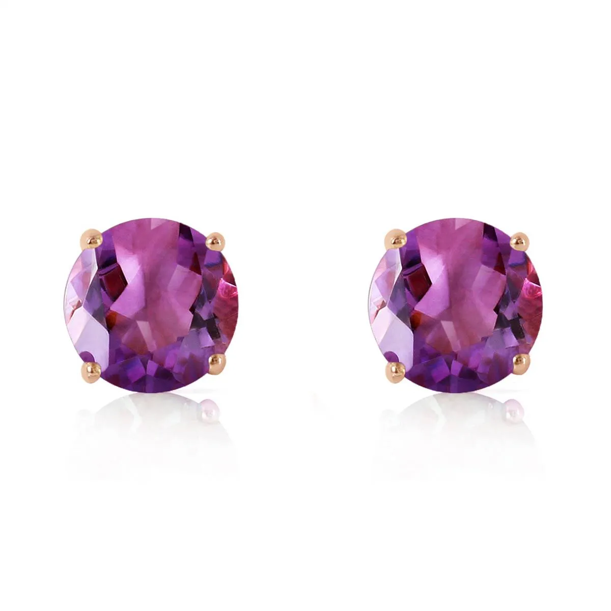 3.1 Carat 14K Solid Rose Gold Anna Amethyst Stud Earrings