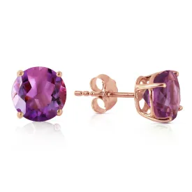 3.1 Carat 14K Solid Rose Gold Anna Amethyst Stud Earrings