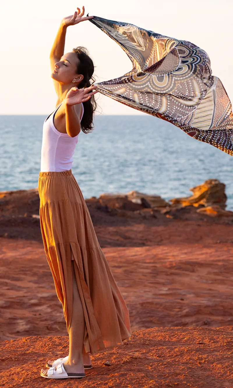 Aboriginal Art Chiffon Shawl Respecting Our Elders