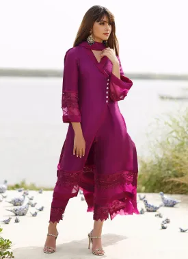 Amethyst overlap shirt with dupatta