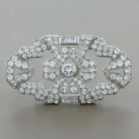 Art Deco Diamond Brooch in Platinum and Gold