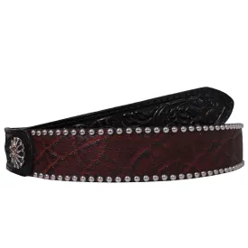 B785 - Maroon Elephant Print Belt