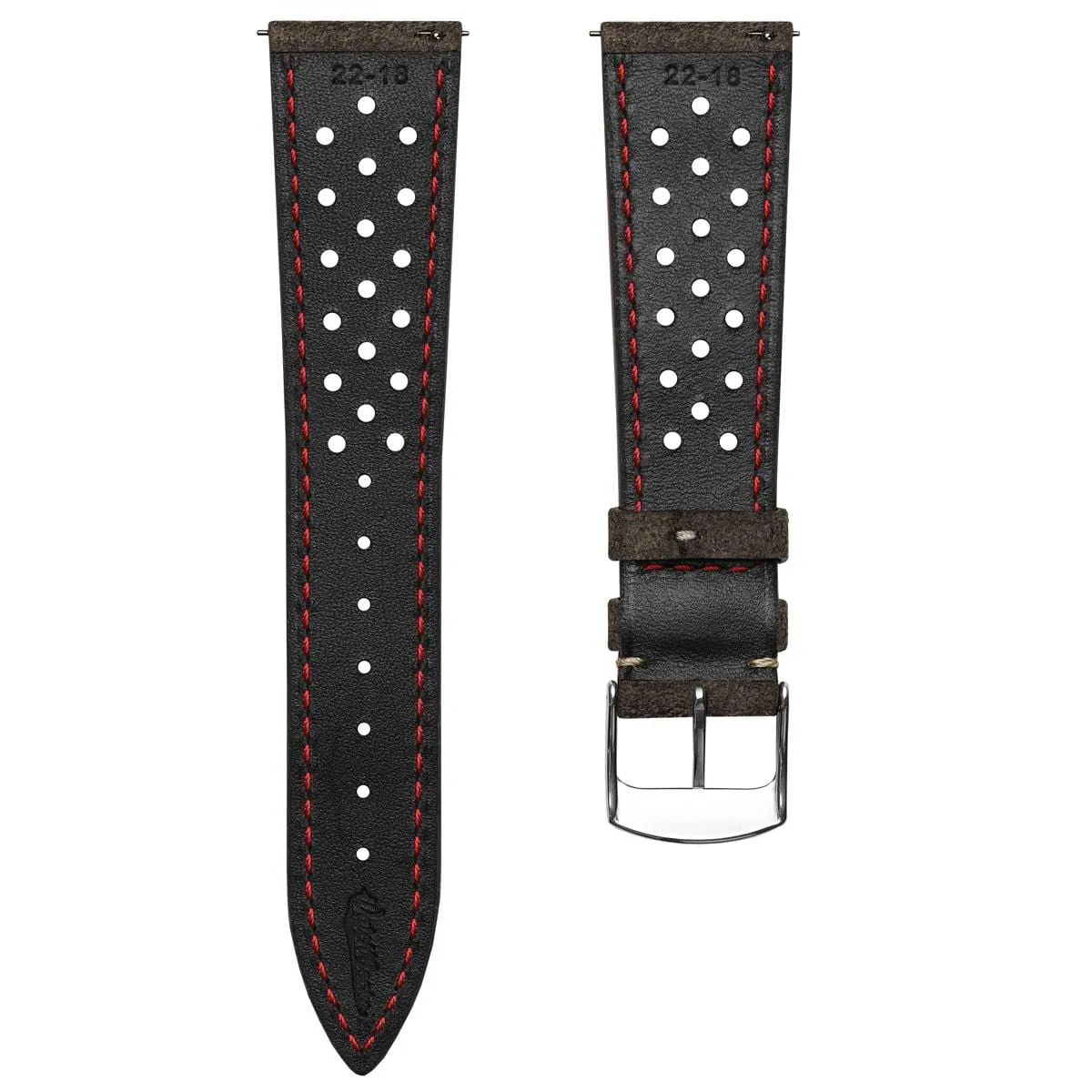 Beaufort Racing Conceria Opera Suede Perforated Watch Strap - Dark Brown