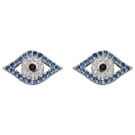 Beginnings Evil Eye Cubic Zirconia Earrings - Silver/Blue