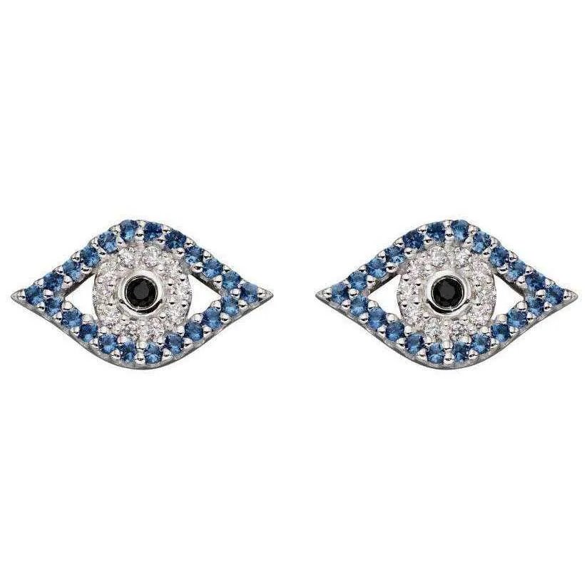 Beginnings Evil Eye Cubic Zirconia Earrings - Silver/Blue