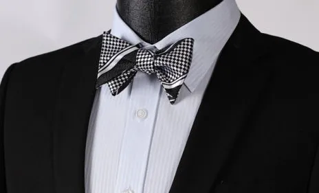 Black & Light Silver Self Tie Bow Tie