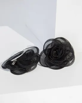 Black Flower Hair Slide Pack