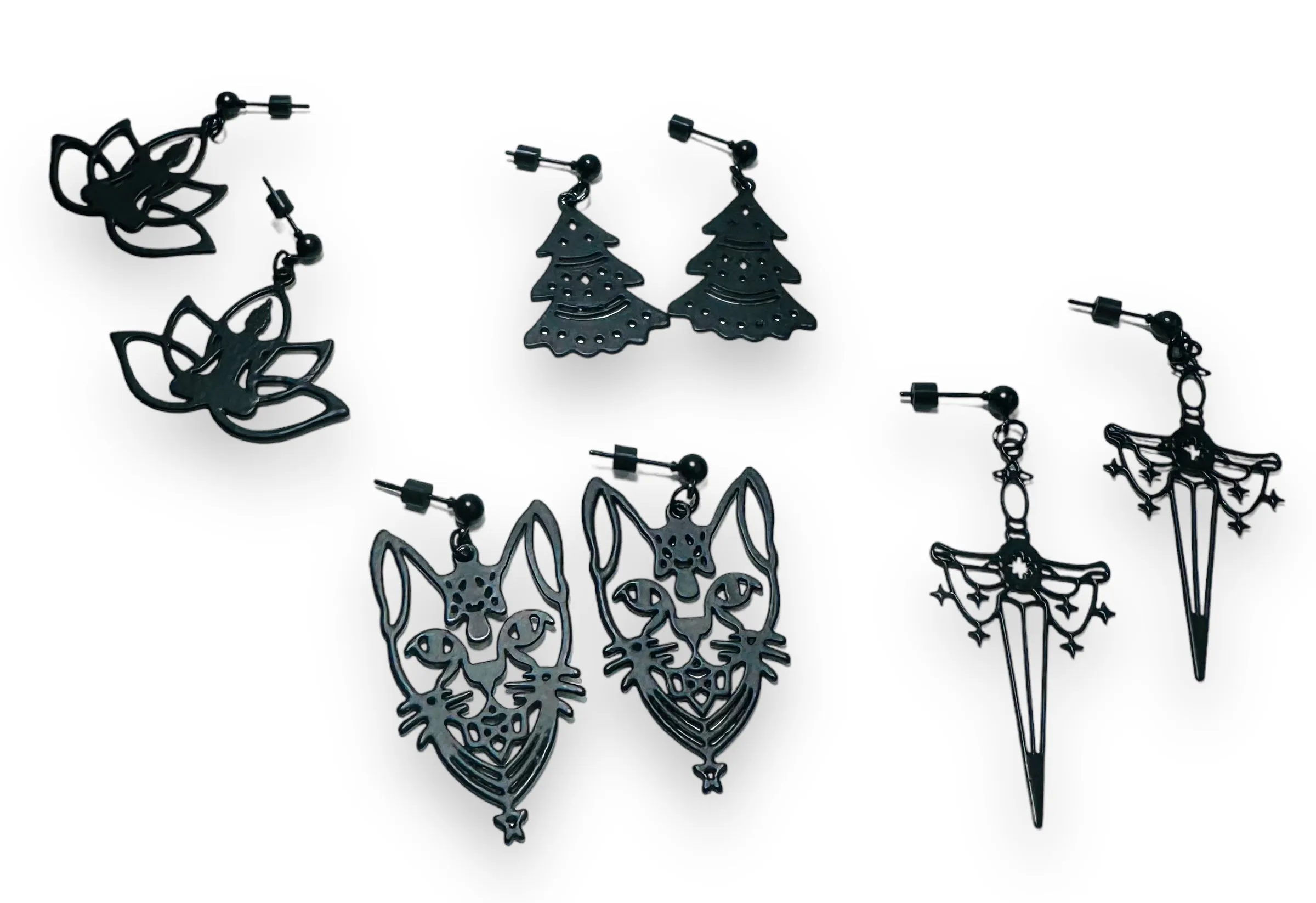 Black Laser cut Earrings/ Brass Earrings