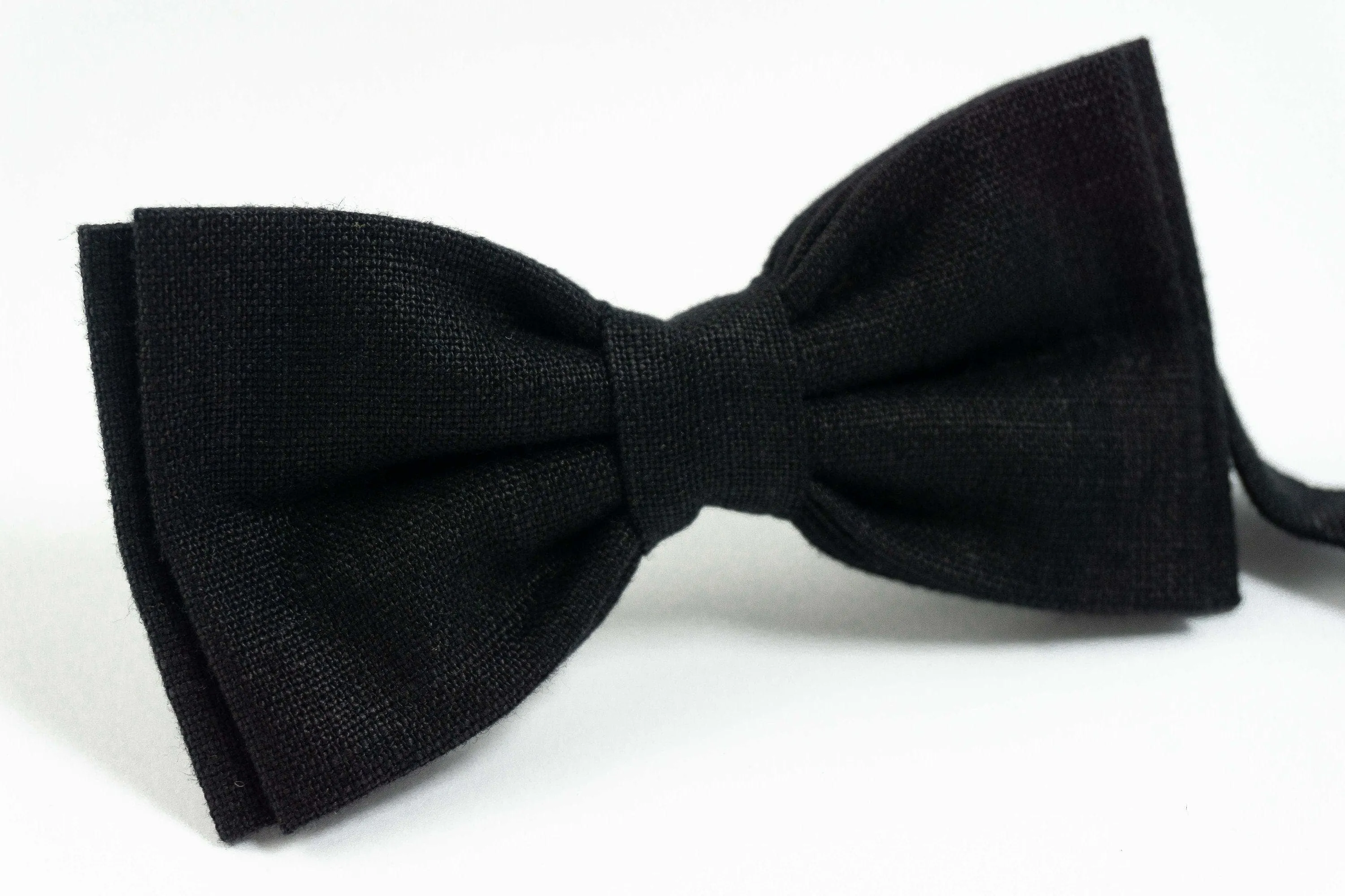 Black Linen pre tied bow ties for you weddings