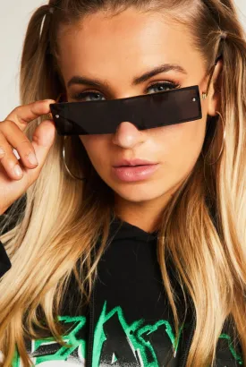 Black Retro Rectangle Sunglasses