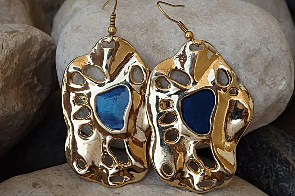 Blue Enamel Earrings