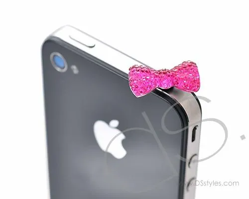 Bow Crystal Headphone Jack Plug - Magenta