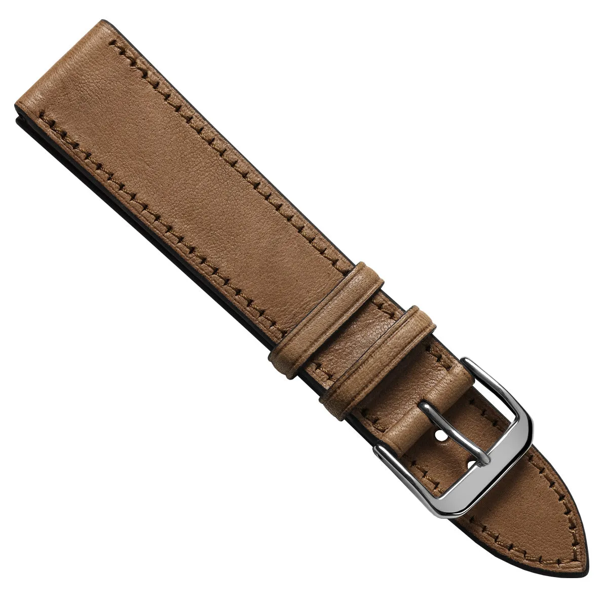 Camden Hand-Stitched Genuine Leather Watch Strap - Honey