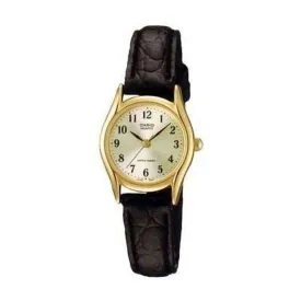 Casio LTP-1094Q-7B2RDF Black Leather Watch for Women