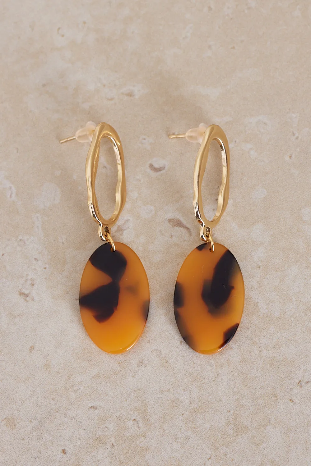 Celeste Drop Earrings - Gold/Tortoise Shell