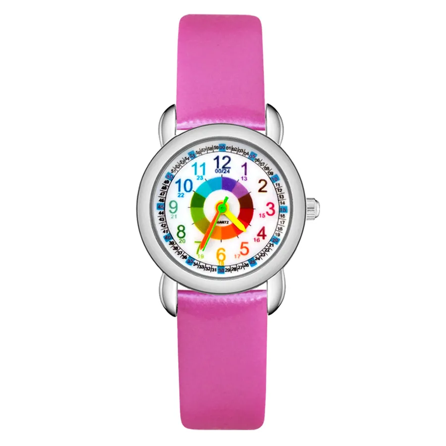 Children's Cute Cartoon Colorful Numbers Style Student Boy Girl Kids Leather Nylon Strap Quartz Wrist Watches