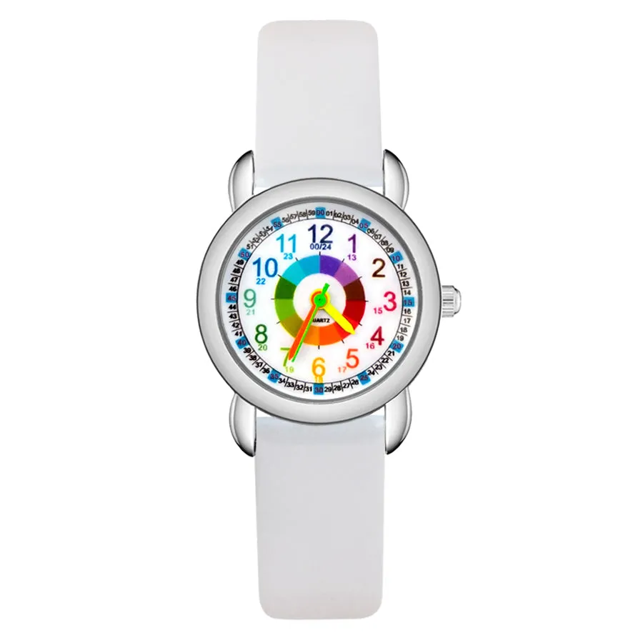 Children's Cute Cartoon Colorful Numbers Style Student Boy Girl Kids Leather Nylon Strap Quartz Wrist Watches