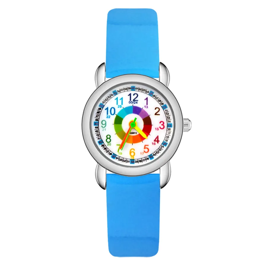 Children's Cute Cartoon Colorful Numbers Style Student Boy Girl Kids Leather Nylon Strap Quartz Wrist Watches