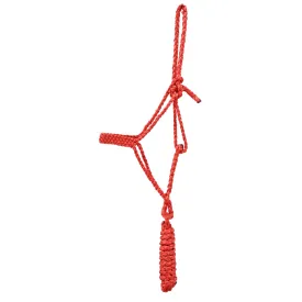 Classic Equine Braided Rope Halter with Lead- Red