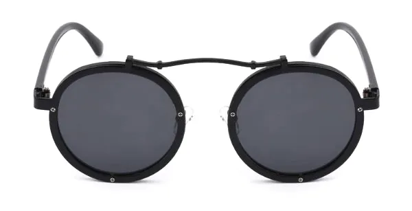 Classy Men Black Retro Round Sunglasses