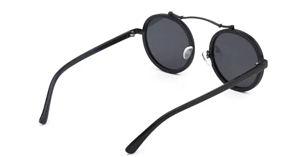 Classy Men Black Retro Round Sunglasses