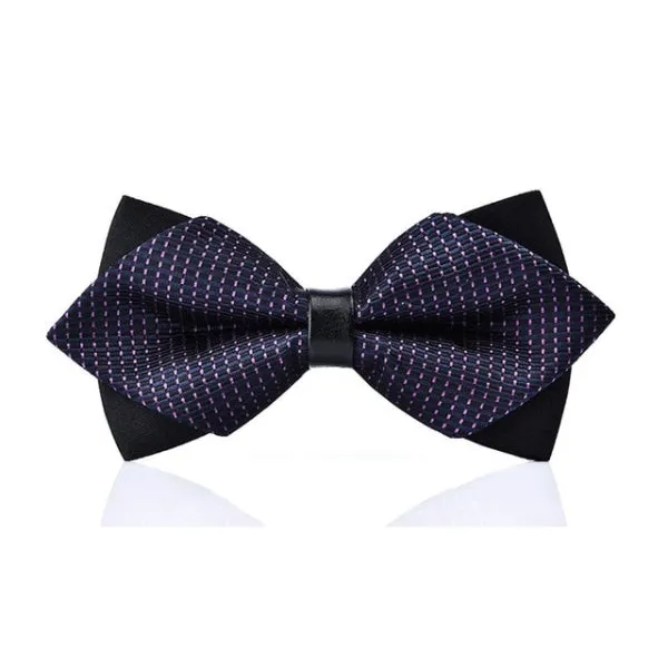 Classy Men Blue Pattern Pre-Tied Diamond Bow Tie