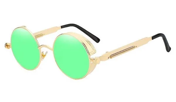 Classy Men Green Round Vintage Sunglasses