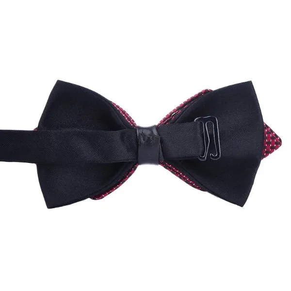 Classy Men Wine Red Pre-Tied Diamond Bow Tie