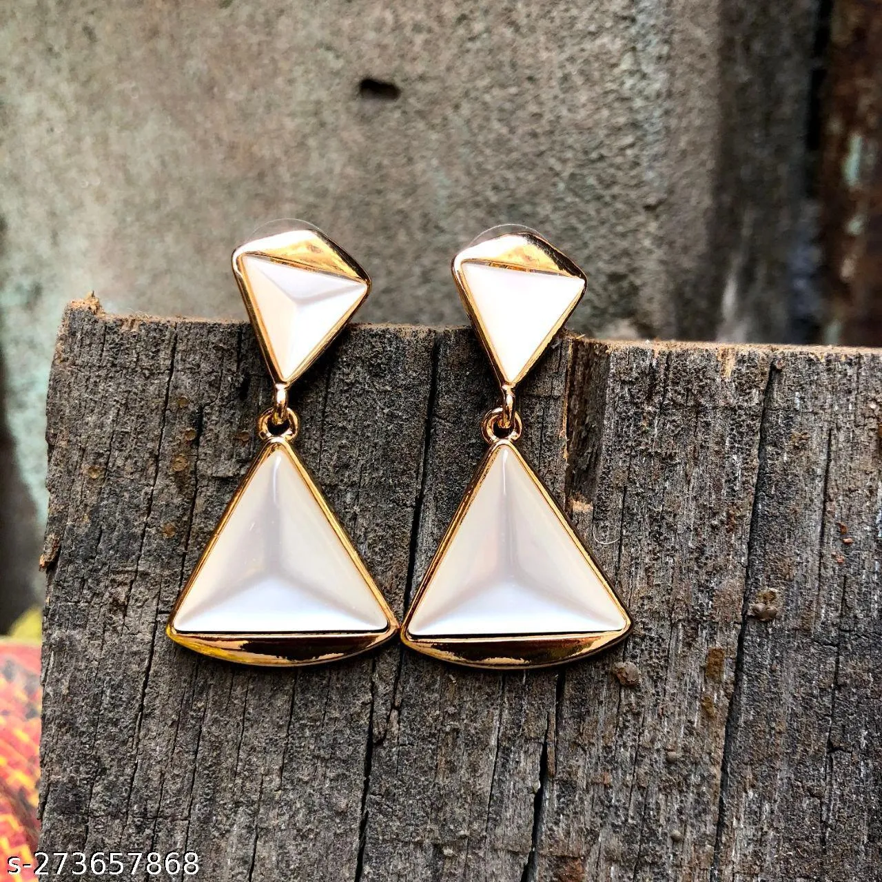 Cream Gemstone Quarts Triangle Sterling Drop Earrings For Women For Every Occasion