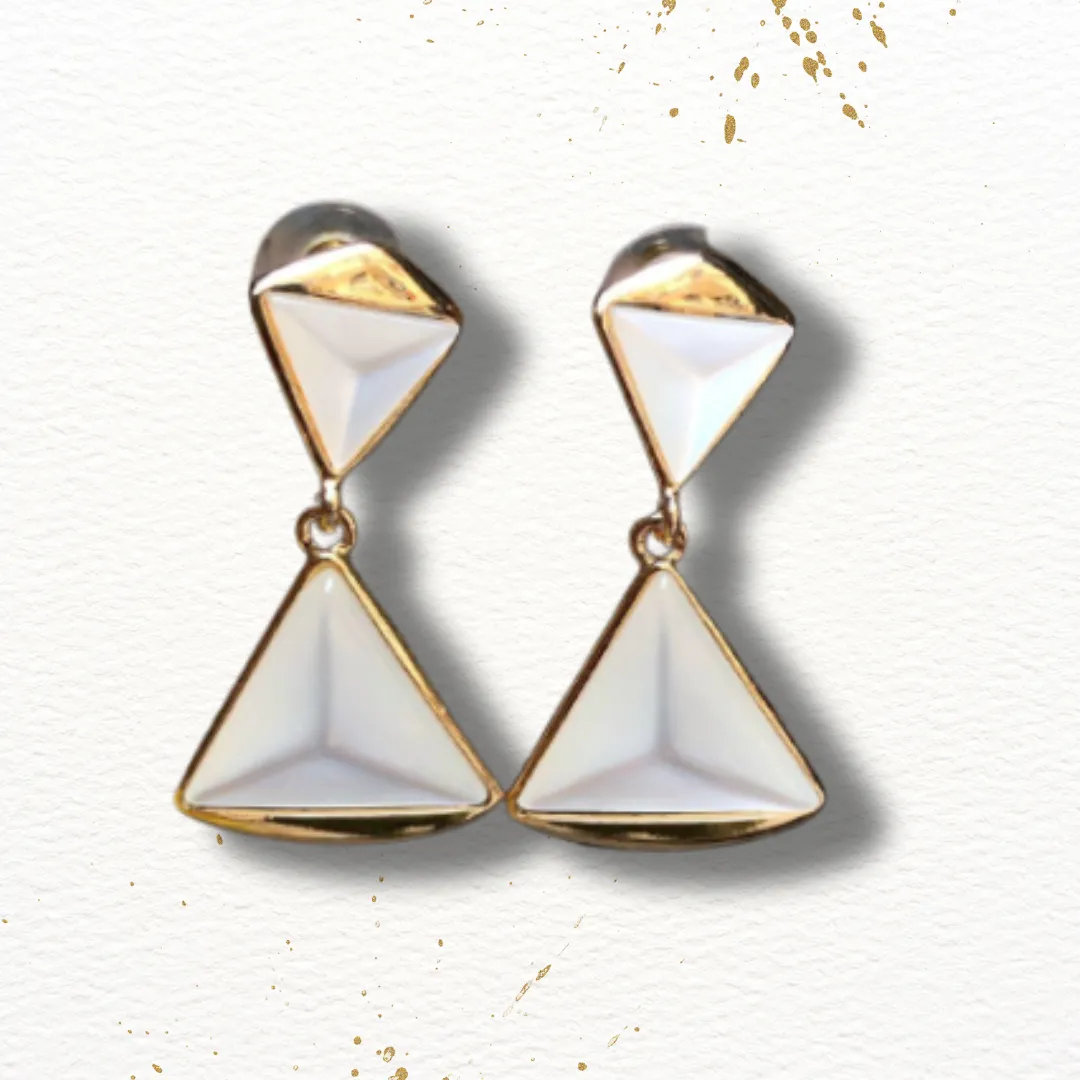 Cream Gemstone Quarts Triangle Sterling Drop Earrings For Women For Every Occasion