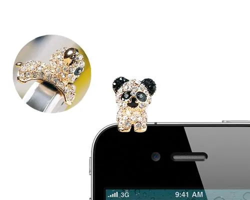 Crystal Animal Headphone Jack Plug - Panda