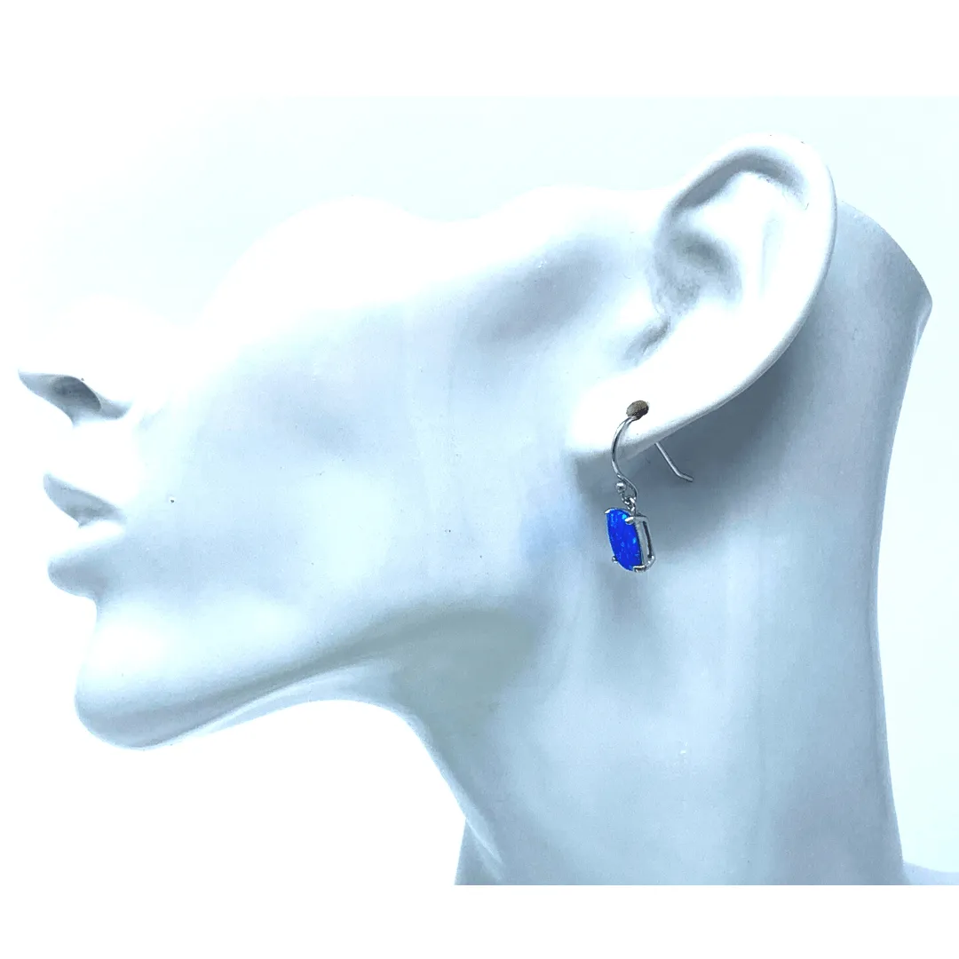 Cushion-Cut Blue Opal Sterling Silver Square Earrings