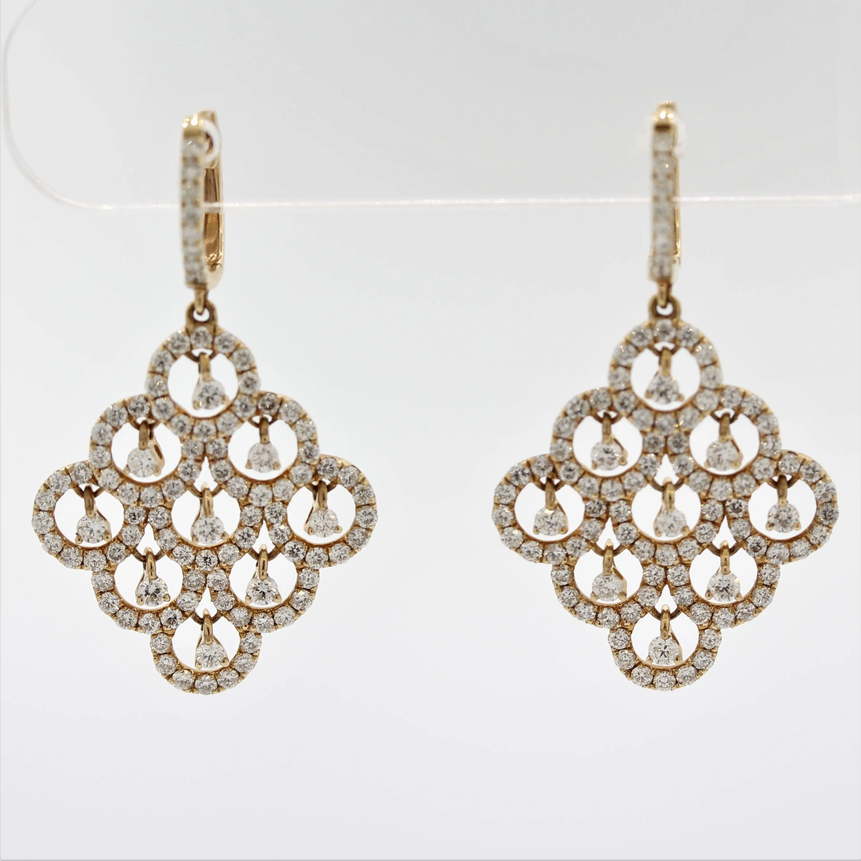 Diamond Dangle Gold Drop Chandelier Earrings