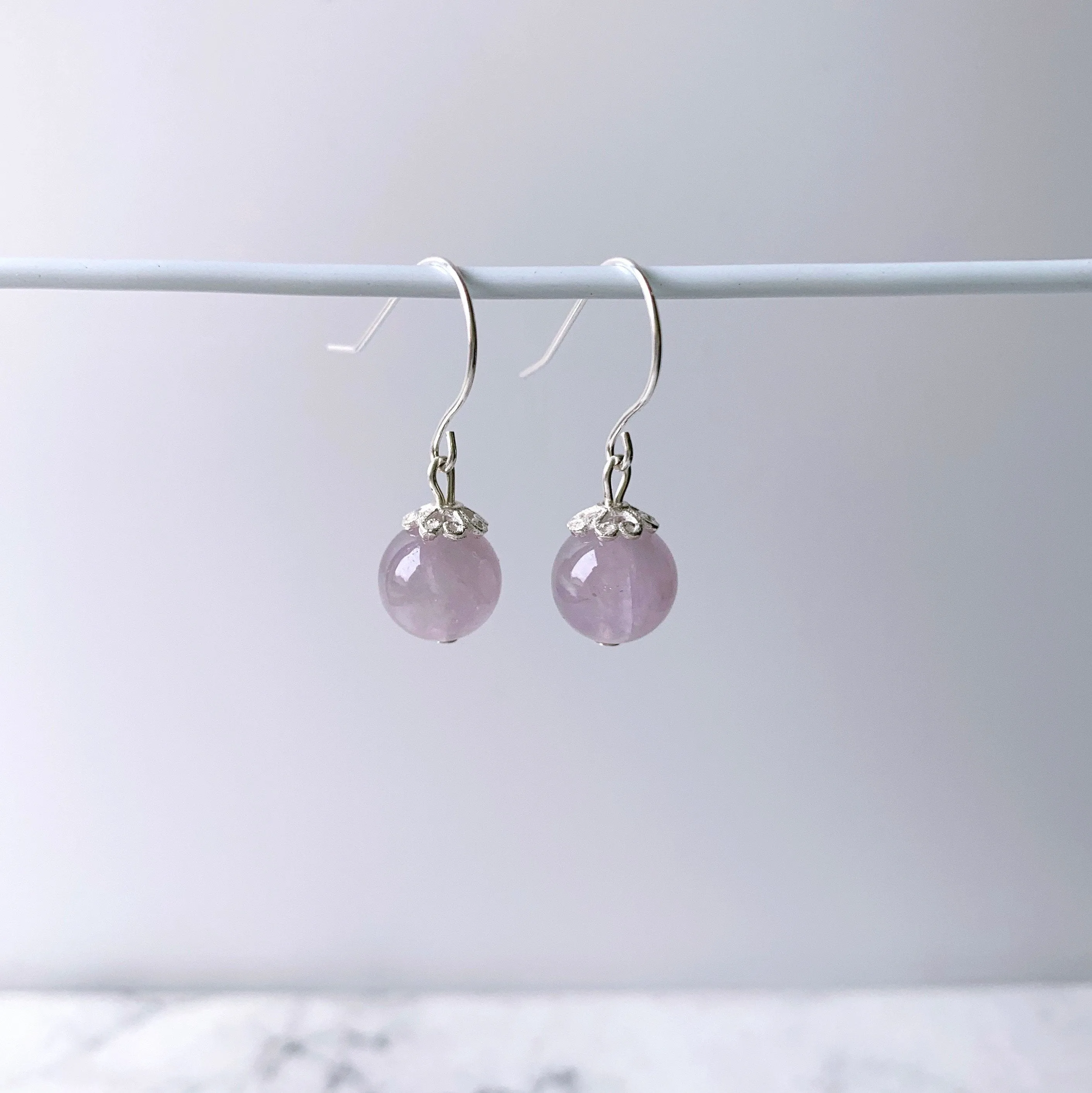 Gemstone Sterling Silver Earrings (Strawberry / Amethyst)