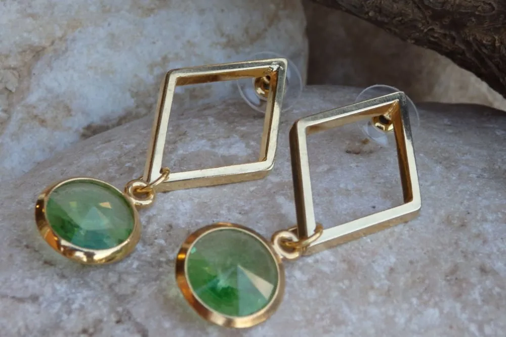 Geometric Green Earrings