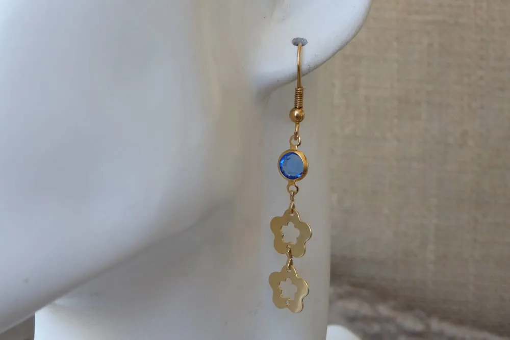 Gold Flower Long Dangle Earrings