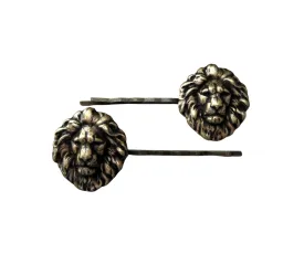 Handmade Antique Bronze Lion Brass Bobby Pins