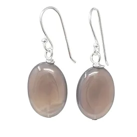 Handmade Grey Agate Drop Earrings for Women Made with Sterling Silver