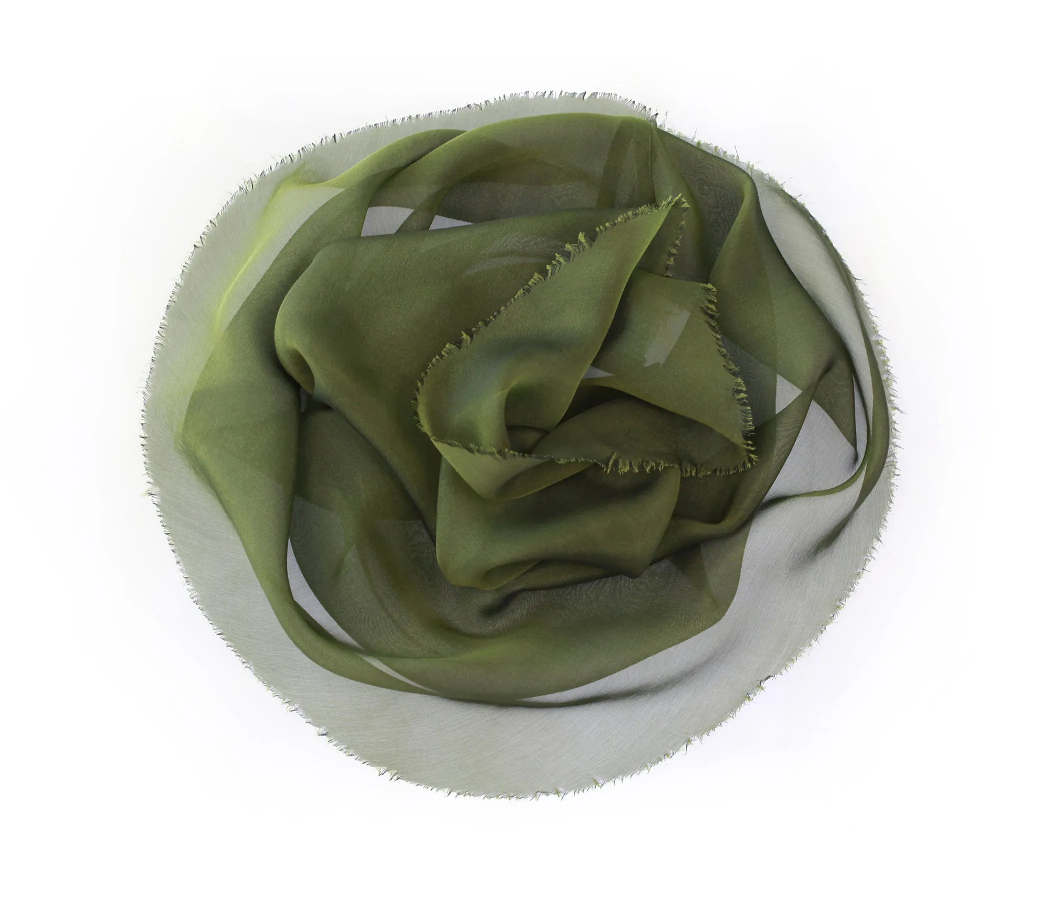 Iridescent Silk Chiffon Wrap in Olive