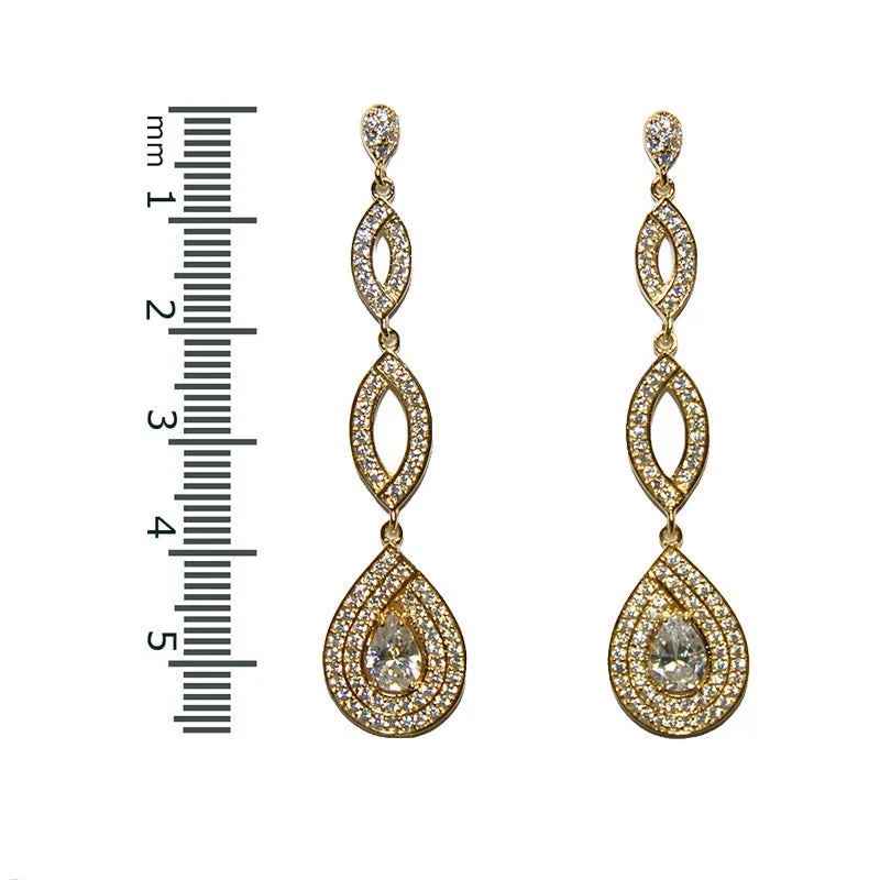 Jevette Linear Gold Chandelier Earrings | 60mm