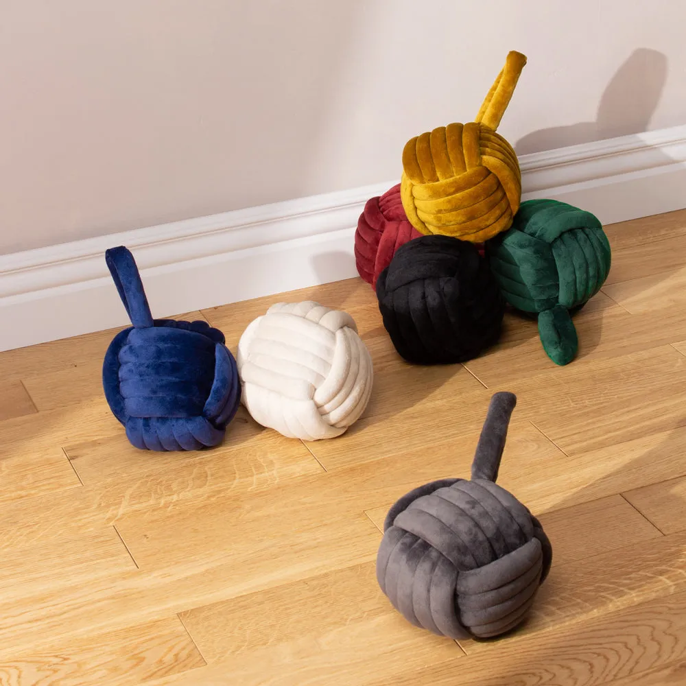 Knot Velvet Door Stop Charcoal