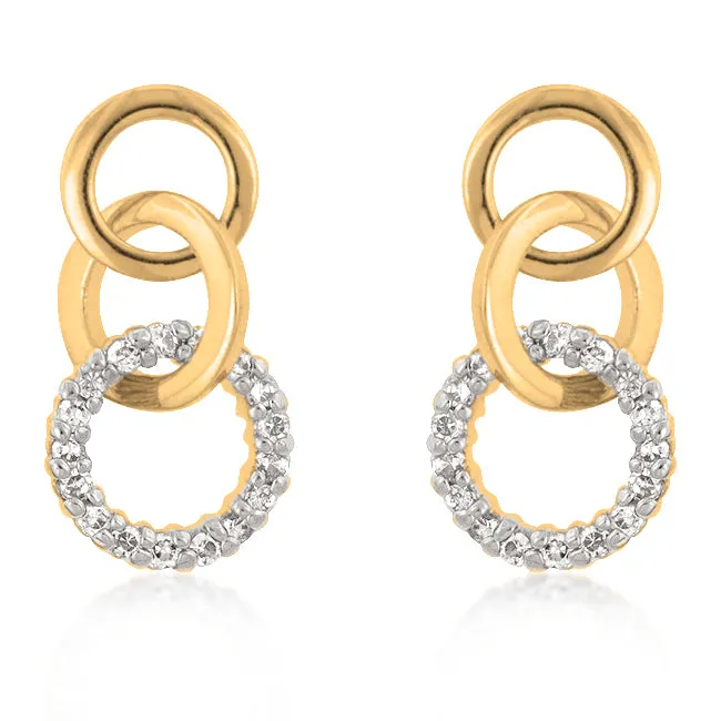 Leola Gold Triplet Circle CZ Earrings | 0.5ct