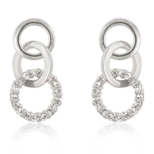 Leola Gold Triplet Circle CZ Earrings | 0.5ct