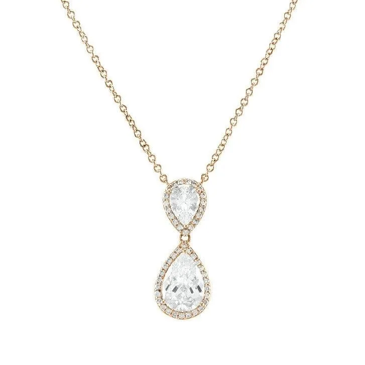 Melba Clear Gold Pear Drop Pendant | 25mm